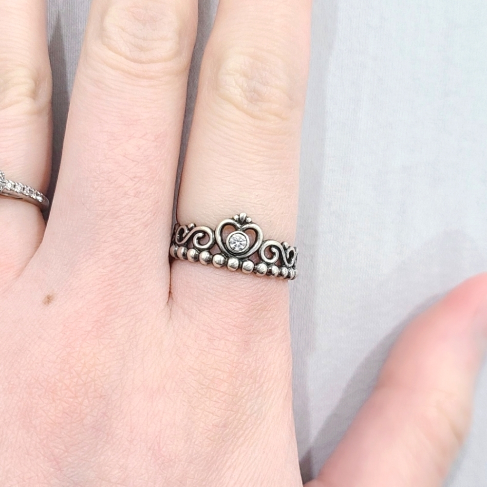 PANDORA Sterling Silver PRINCESS TIARA CROWN RING